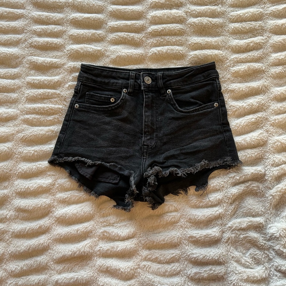 Divided Black Frayed Hem Jean Shorts